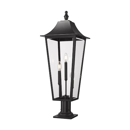 Z-Lite Gannon 3 Light Outdoor Pier Mounted Fixture, 12in. W x 33.5in. H, Black 5008PHXLR-533PM-BK